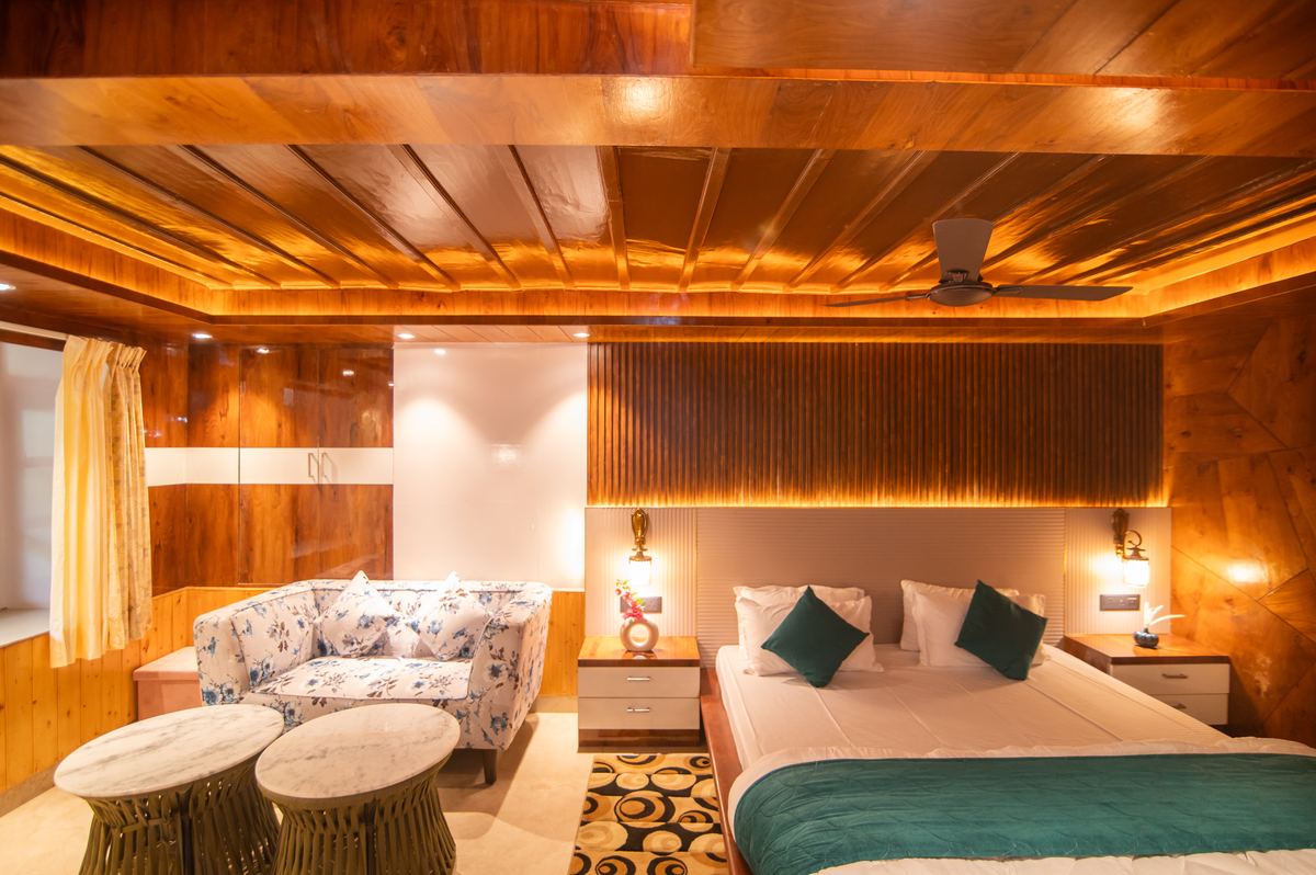 Deluxe room with warm wood interior